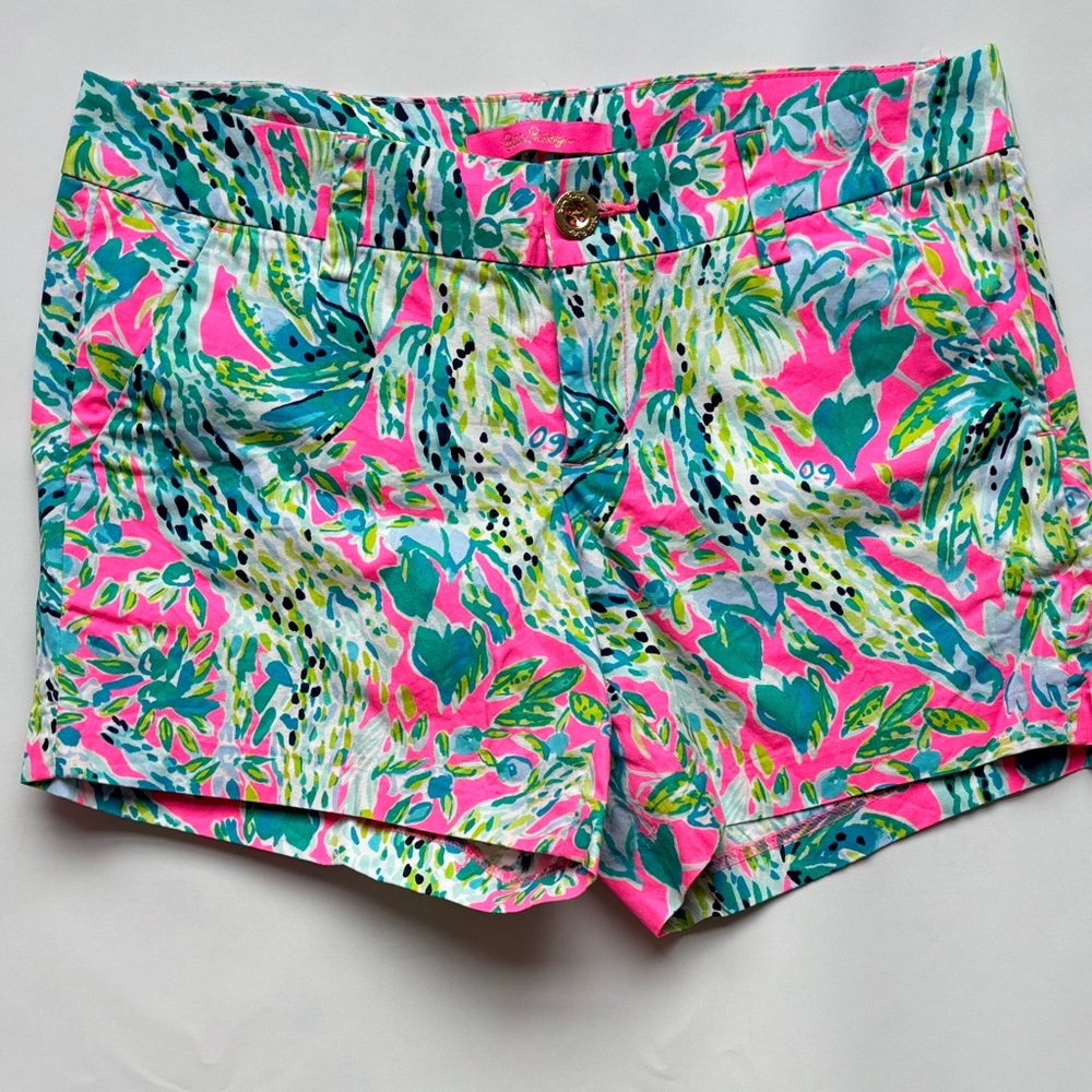 Lilly Pulitzer Vibrant Pink and Green Print Shorts